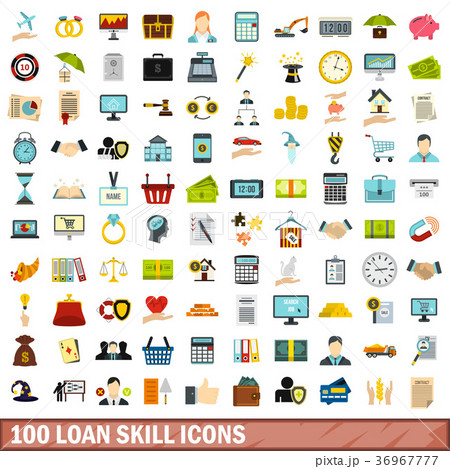 100 loan skill icons set, flat style 100 loan skill icons set, flat style 36967777