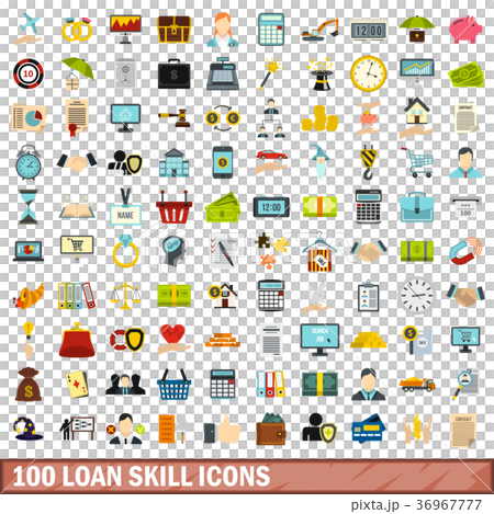 100 loan skill icons set, flat style 100 loan skill icons set, flat style 36967777