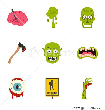 Zombie icon set, flat style 36967778
