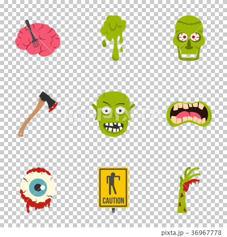 Zombie icon set, flat style 36967778