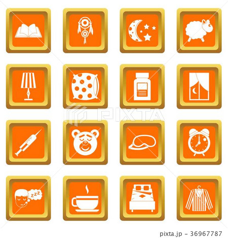 Sleep icons set orange 36967787