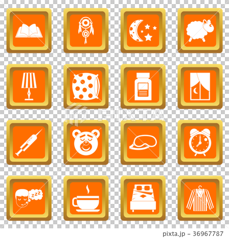 Sleep icons set orange 36967787