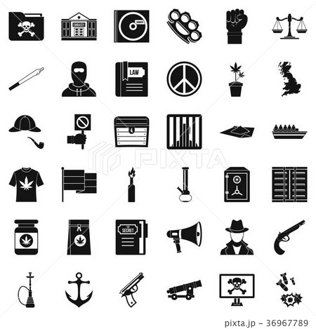 Computer crime icons set, simple style 36967789