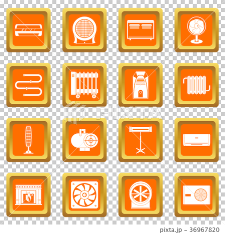 Heating cooling air icons set orange 36967820
