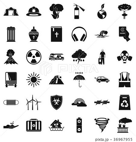 Modern disaster icons set, simple style 36967955