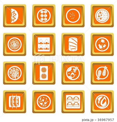 Japan food icons set orange Japan food icons set orange 36967957