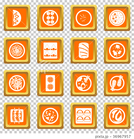 Japan food icons set orange Japan food icons set orange 36967957