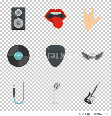 Rock icon set, flat style Rock icon set, flat style 36967987