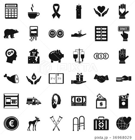 Donation in medicine icons set, simple style 36968029