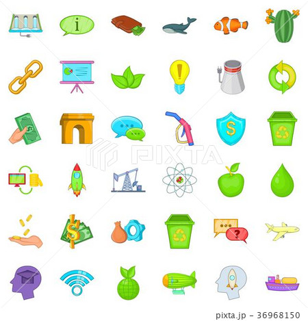 Ecology care icons set, cartoon style Ecology care icons set, cartoon style 36968150