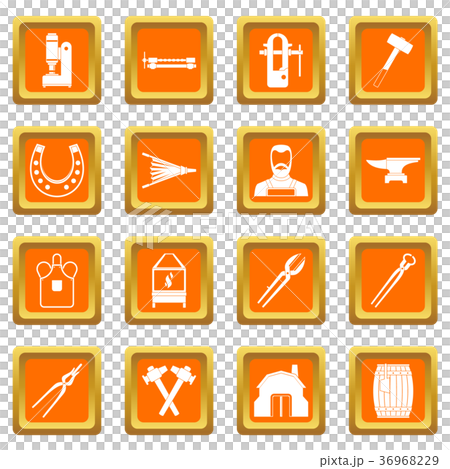 Blacksmith icons set orange Blacksmith icons set orange 36968229