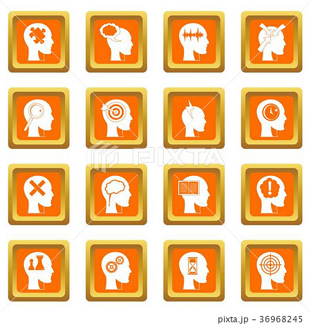 Head logos icons set orange Head logos icons set orange 36968245
