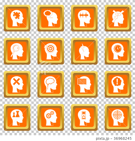 Head logos icons set orange Head logos icons set orange 36968245