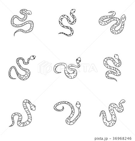 Snake icon set, outline style Snake icon set, outline style 36968246