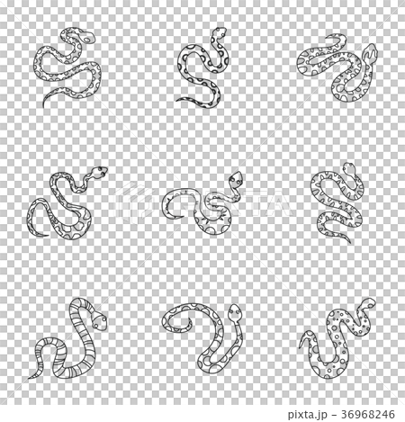 Snake icon set, outline style Snake icon set, outline style 36968246