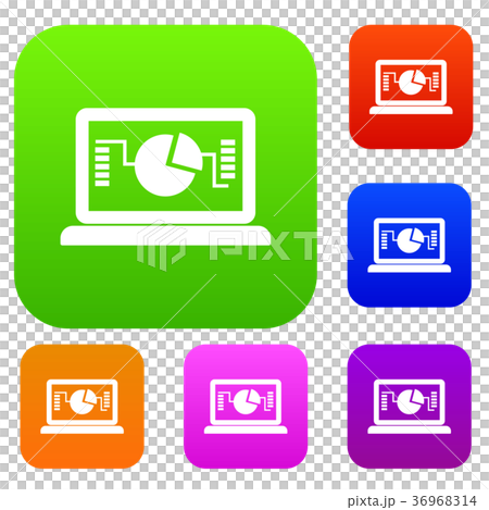 Laptop with business graph set collection Laptop with business graph set collection 36968314