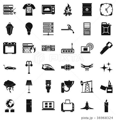 Electricity server icons set, simple style 36968324