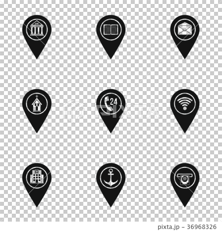 Map pins icon set, simple style Map pins icon set, simple style 36968326