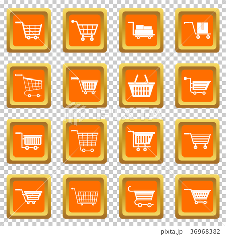 Shopping cart icons set orange - Stock Illustration [36968382] - PIXTA