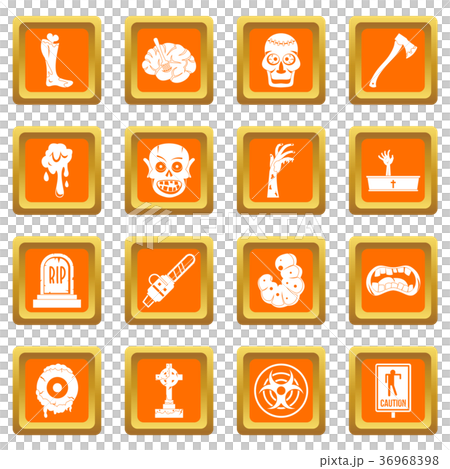 Zombie icons set orangeのイラスト素材 [36968398] - PIXTA