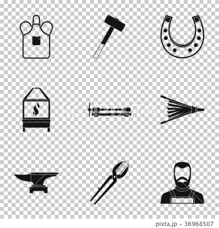 Blacksmith icon set, simple style Blacksmith icon set, simple style 36968507