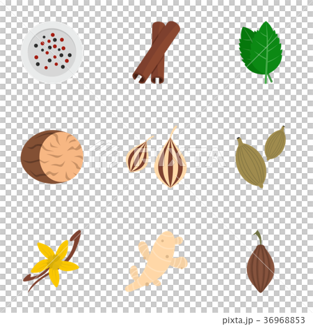 Spices and herbs icon set, flat style Spices and herbs icon set, flat style 36968853