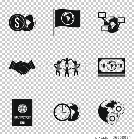 Global communication icon set, simple style Global communication icon set, simple style 36968954