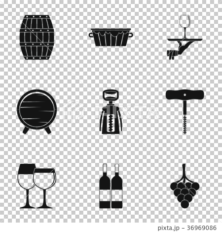 Wine production icon set, simple style Wine production icon set, simple style 36969086