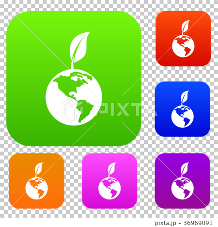Green world qlobe with leaf set collection Green world qlobe with leaf set collection 36969091