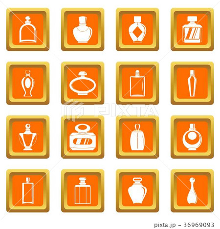 Perfume bottles icons set orange Perfume bottles icons set orange 36969093