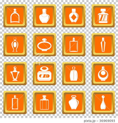 Perfume bottles icons set orange Perfume bottles icons set orange 36969093