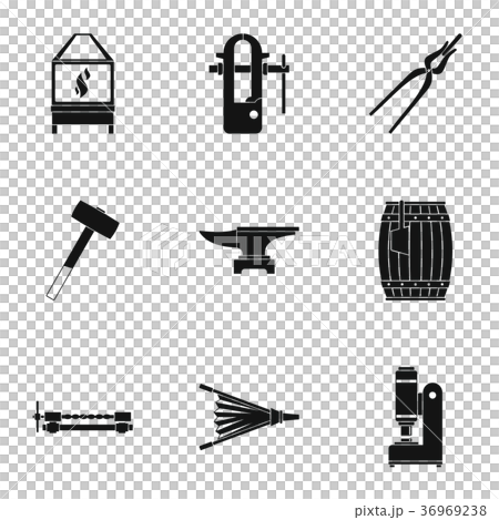 Blacksmith profession icon set, simple style Blacksmith profession icon set, simple style 36969238
