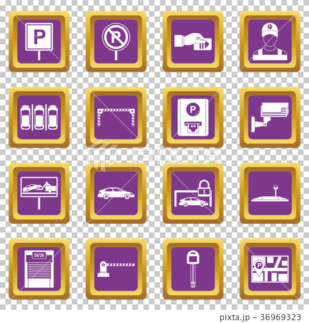 Car parking icons set purple 36969323
