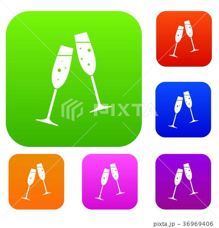 Two glasses of champagne set collection 36969406