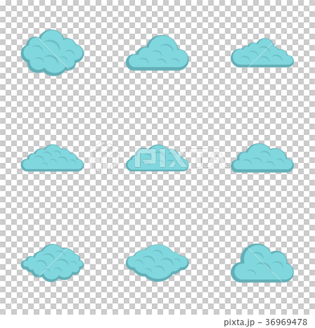 Tropical cloud icon set, flat style Tropical cloud icon set, flat style 36969478