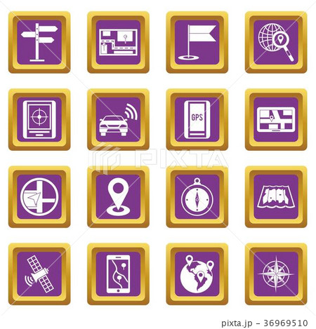 Navigation icons set purple Navigation icons set purple 36969510