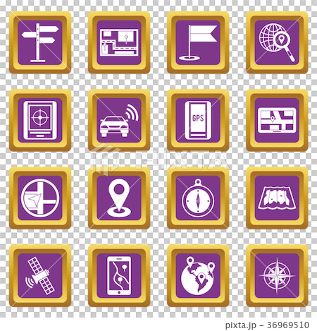 Navigation icons set purple 36969510