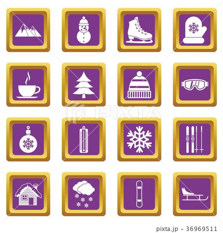 Winter icons set purple Winter icons set purple 36969511
