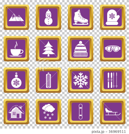 Winter icons set purple Winter icons set purple 36969511