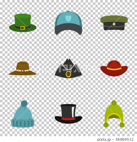Hat wear icon set, flat style Hat wear icon set, flat style 36969512
