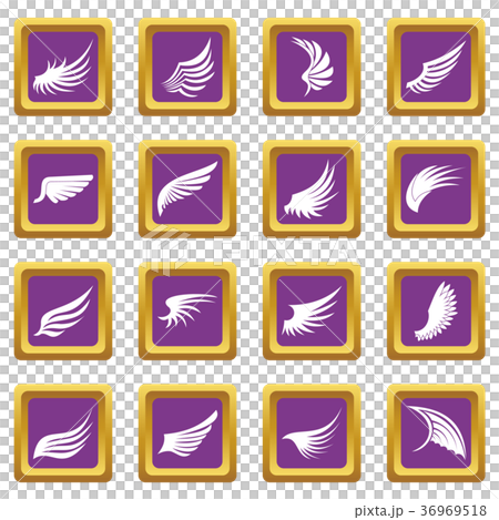 Wing icons set purple 36969518
