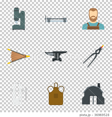 Blacksmith man icon set, flat style Blacksmith man icon set, flat style 36969528