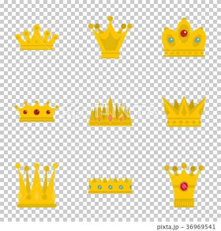 Majestic crown icon set, flat style Majestic crown icon set, flat style 36969541