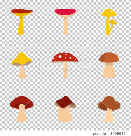 Autumn mushroom icon set, flat style Autumn mushroom icon set, flat style 36969584