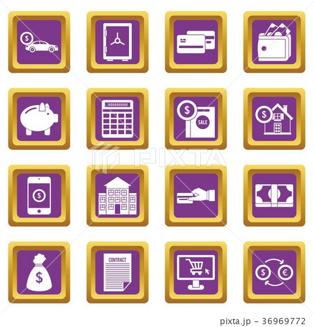 Credit icons set purple Credit icons set purple 36969772