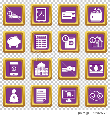 Credit icons set purple 36969772