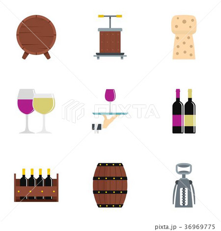 Wine company icon set, flat style 36969775