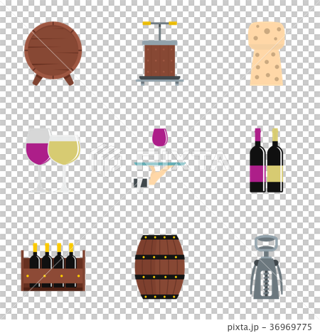 Wine company icon set, flat style 36969775