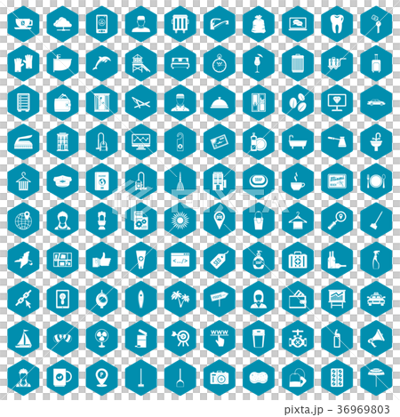 100 hotel services icons sapphirine violet 36969803