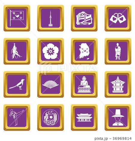 South Korea icons set purple South Korea icons set purple 36969814